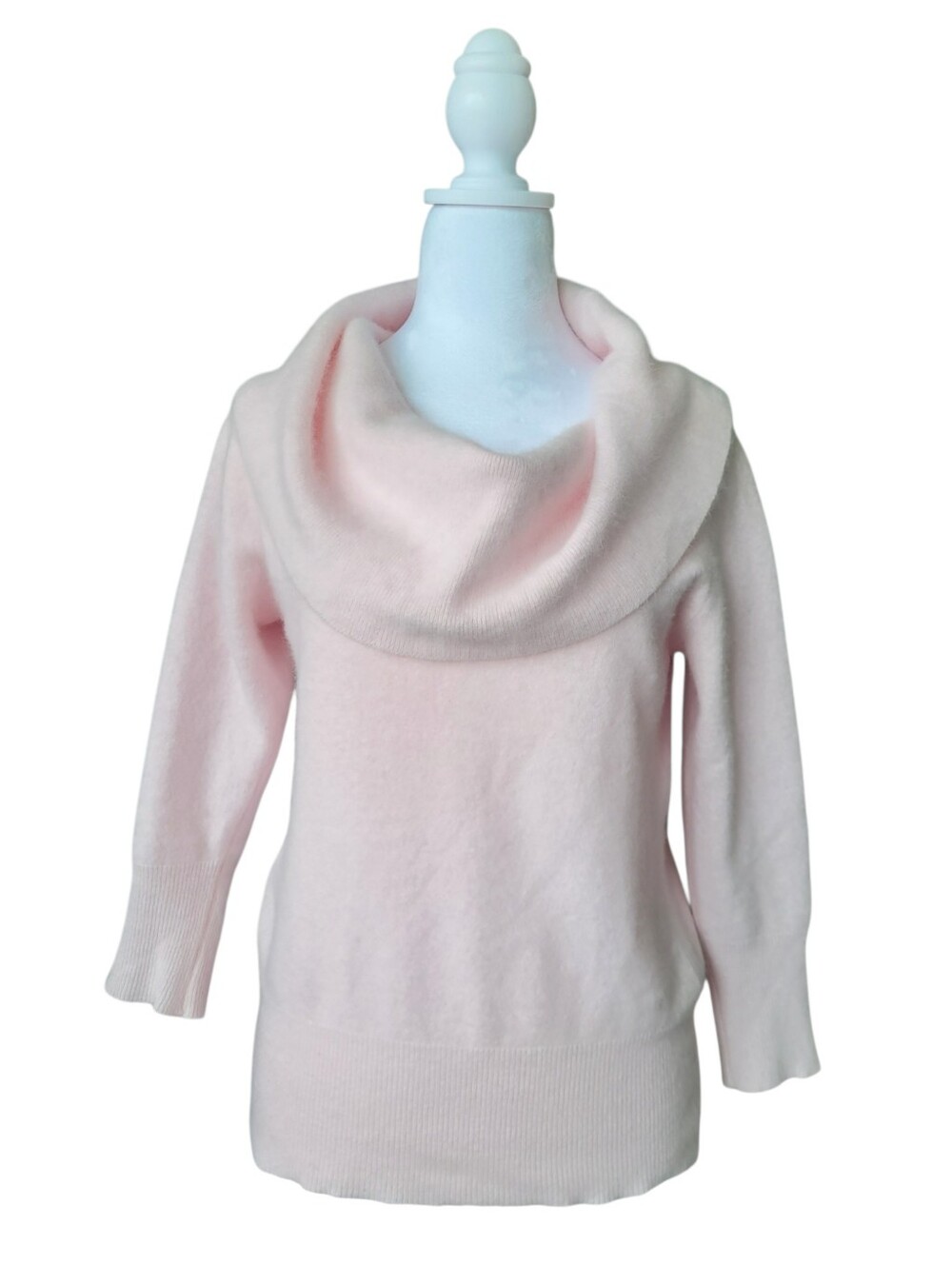 Vintage Angora Lambswool Pastel Pink Cowl Neck Sweater Y2K Soft Girl Small